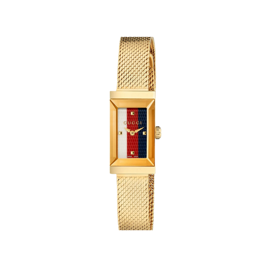 Gucci G-Frame Quartz Small Rectangular  Ladies Yellow Gold PVD Case Watch