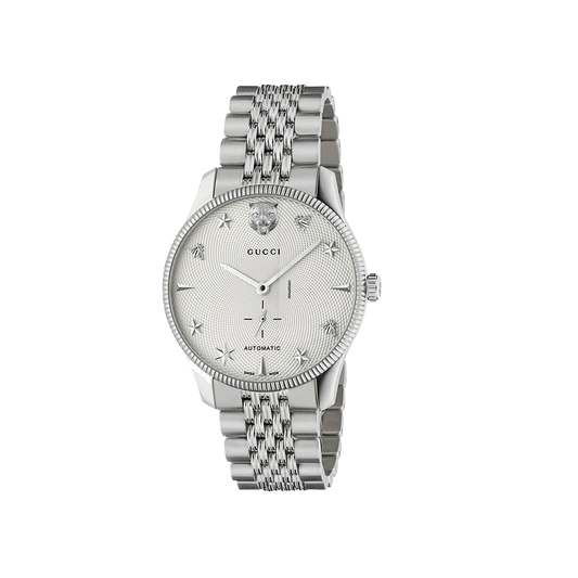 Gucci G-Timeless Automatic white guilloche Stainless Steel watch