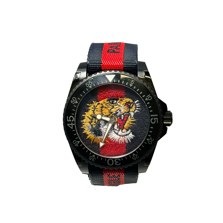 Gucci Dive Tiger Quartz Watch in Black PVD Case