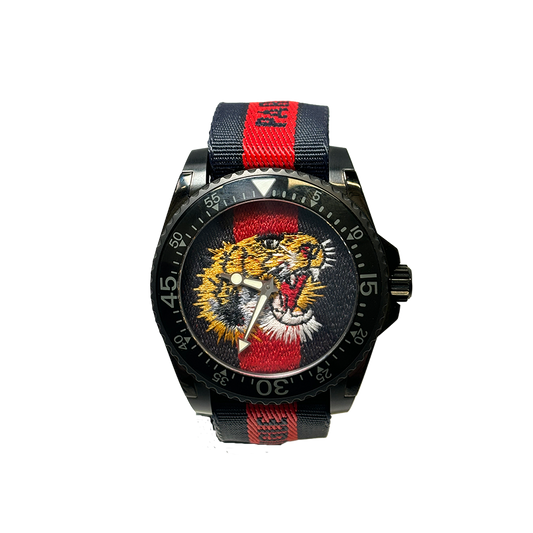 Gucci Dive Tiger Quartz Watch in Black PVD Case