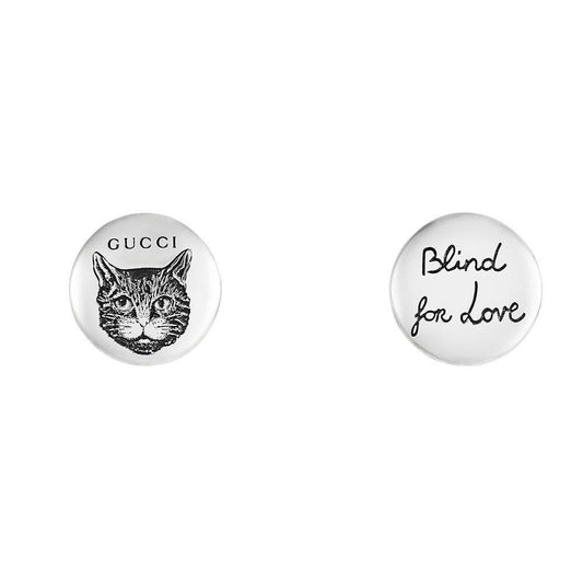 Gucci Love is Blind Feline Earrings in Sterling Silver