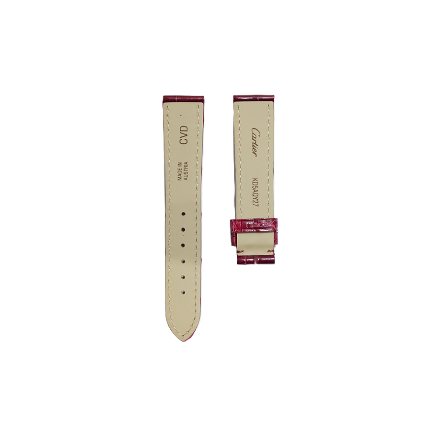 Cartier KD5A Alligator Strap - Shiny Red Brown