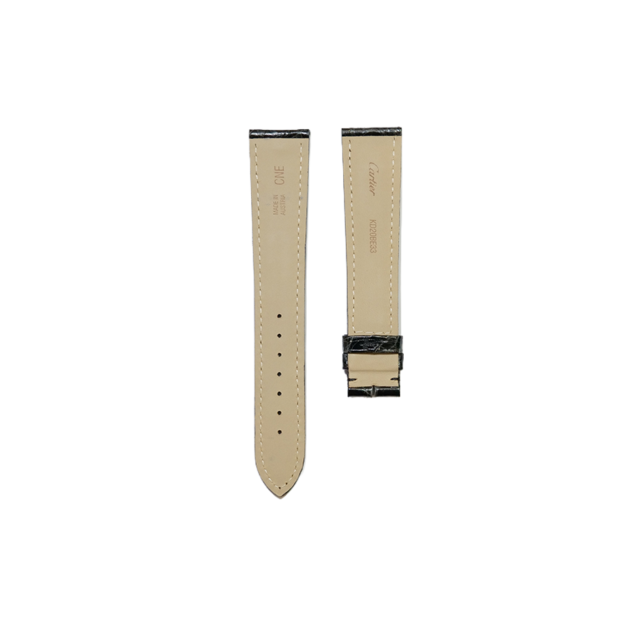 Cartier KD20 Crocodile Strap - Shiny Black
