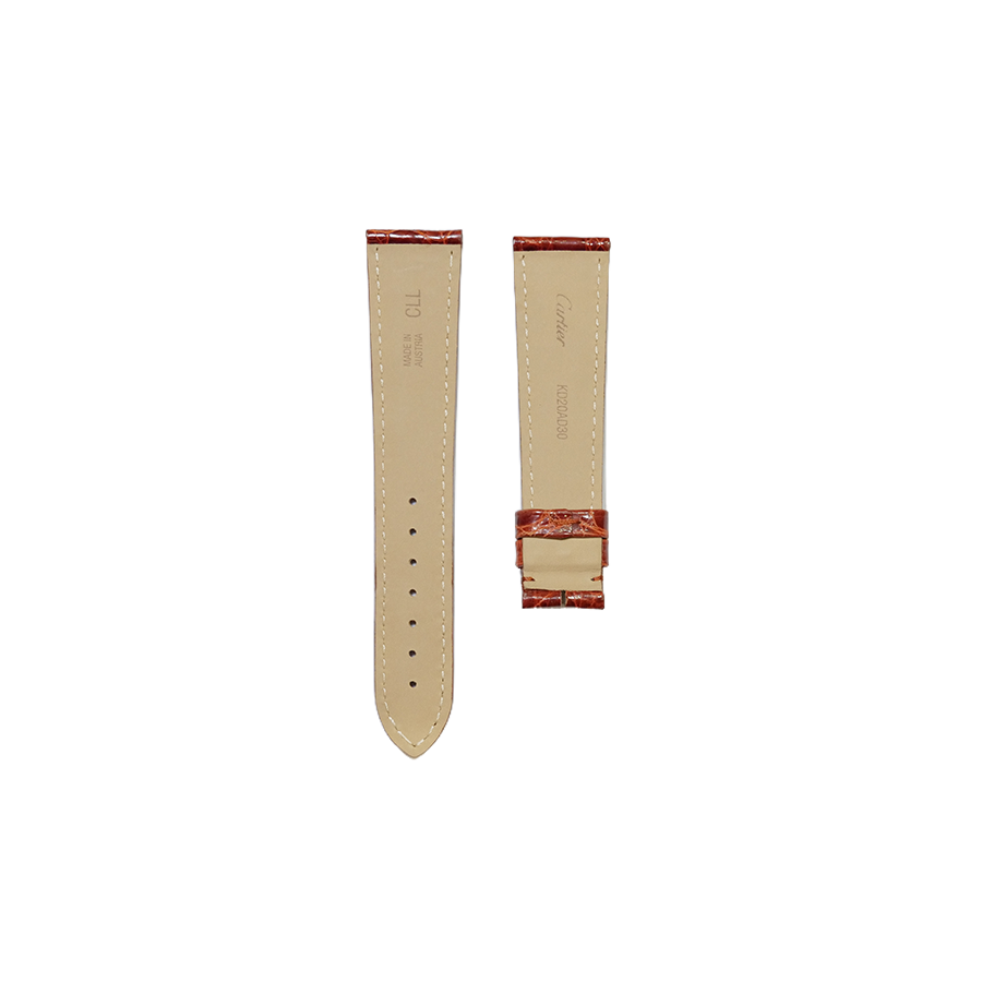 Cartier KD20 Crocodile Strap - Gold Shiny Brown