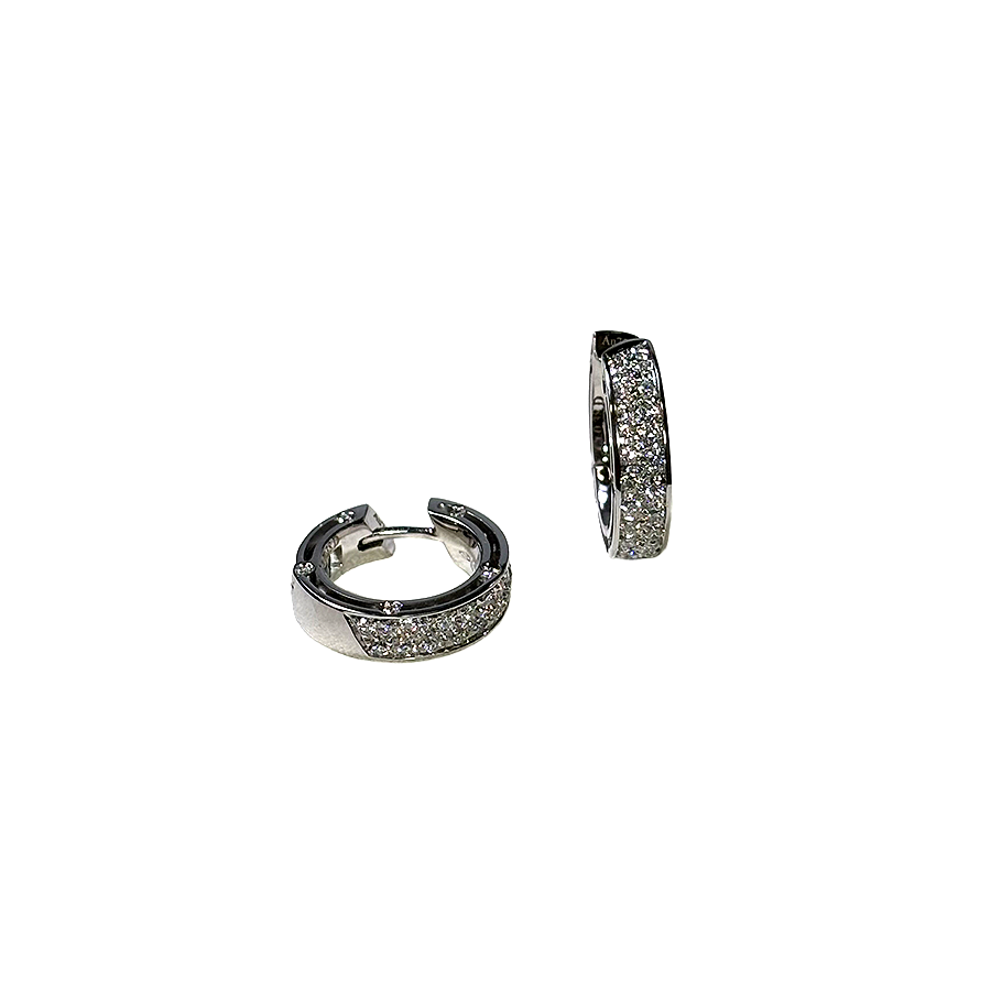 Damiani D-Side Earrings in 18K White Gold with Pave Diamonds