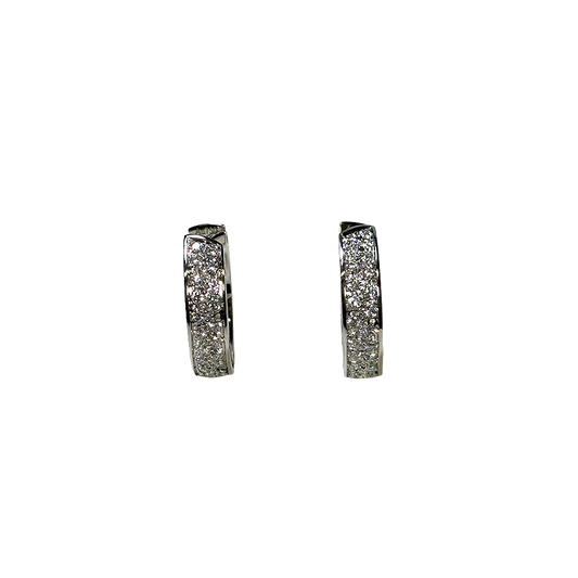 Damiani D-Side Earrings in 18K White Gold with Pave Diamonds