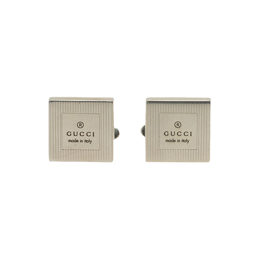 Gucci Trademark Square Cufflinks in Sterling Silver