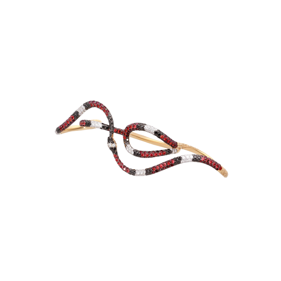 Gucci Ouroboros Ring in 18K Yellow Gold with Diamonds, Sapphire and Tourmalline