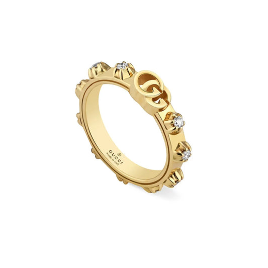 Gucci GG Running Ring in 18K Yellow Gold with Diamonds